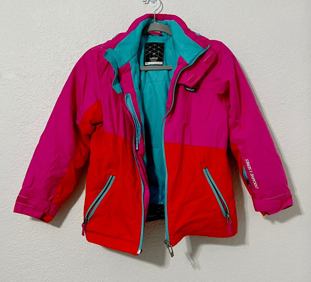 Wedze Decathlon Kids 10 yr old Ski Jacket Neon Pink Orange Waterproofof Coat